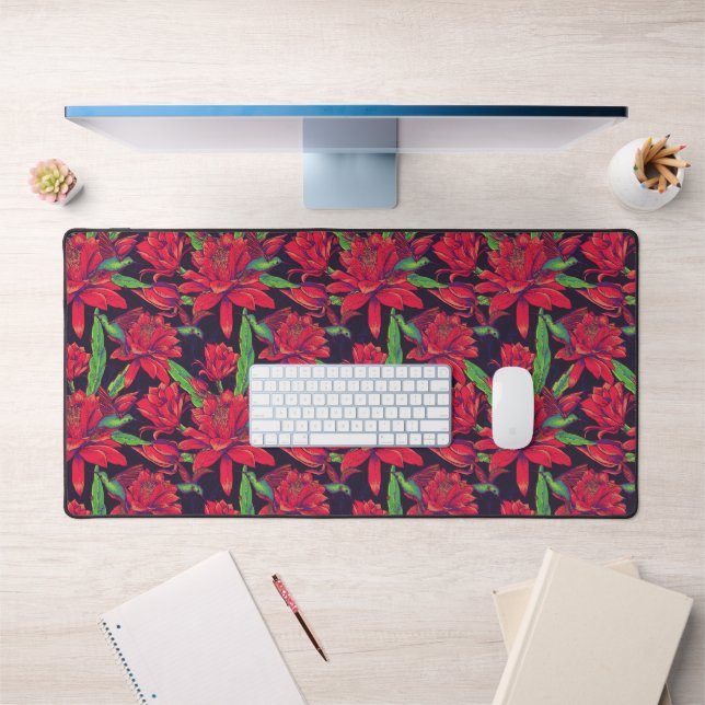 Flowers And Hummingbirds Desk Mat (Office 1)