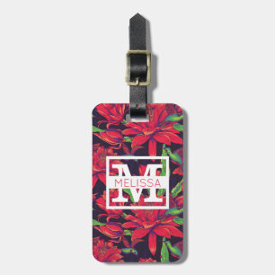 Flowers And Hummingbirds Monogram Luggage Tag