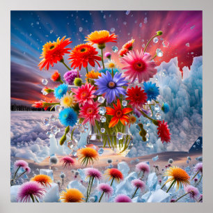 Flowers and Ice Crystals Poster