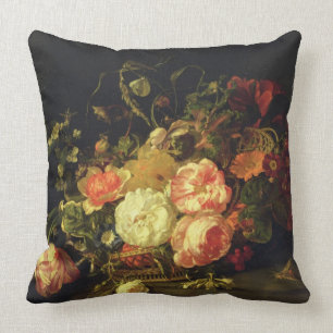 Flowers and Insects, 1711 (oil on panel) Cushion