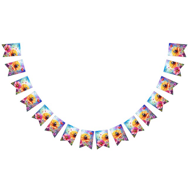 Flowers and Ladybugs Bunting (All)