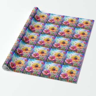 Flowers and Ladybugs Wrapping Paper