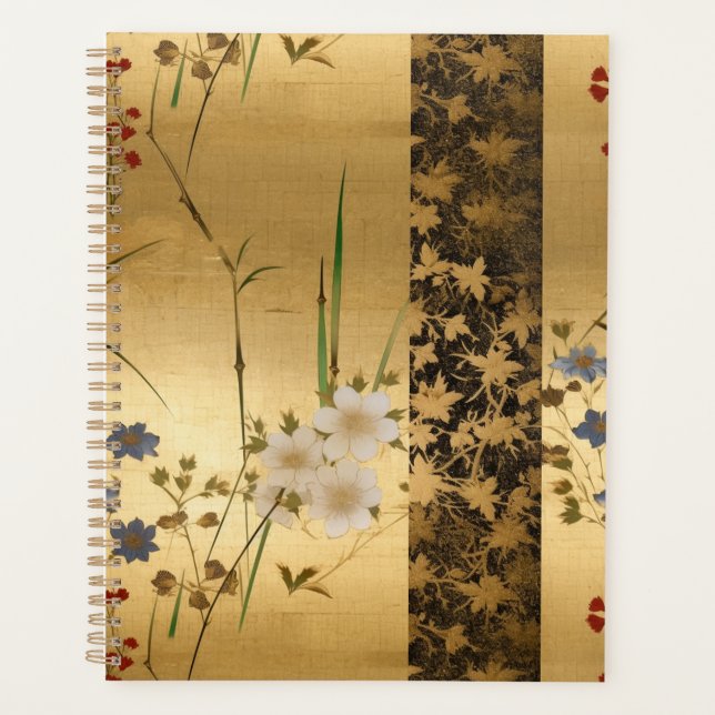 Flowers and Leave Chiyogami Planner (Front)