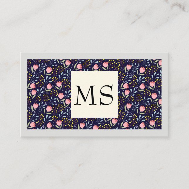Flowers and Leaves Decorative Pattern Business Card (Front)