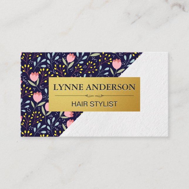 Flowers and Leaves Decorative Pattern Business Card (Front)