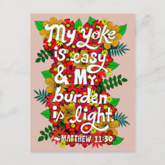 Flowers And Leaves Doodle Typography Bible Verse Postcard