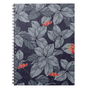Flowers and leaves patternpattern, tropical, abstr notebook