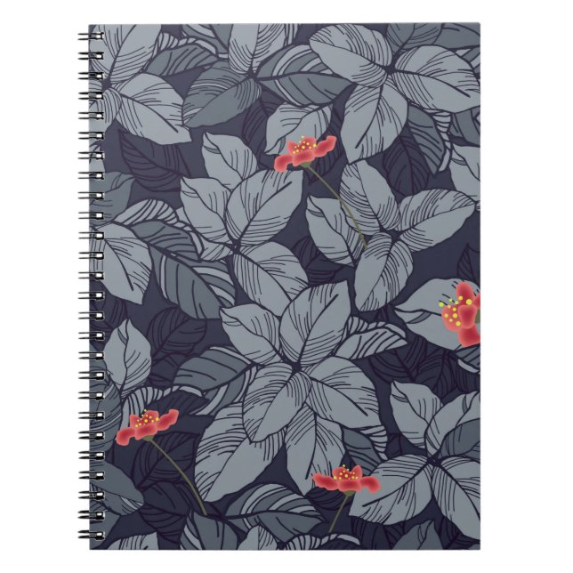 Flowers and leaves patternpattern, tropical, abstr notebook (Front)