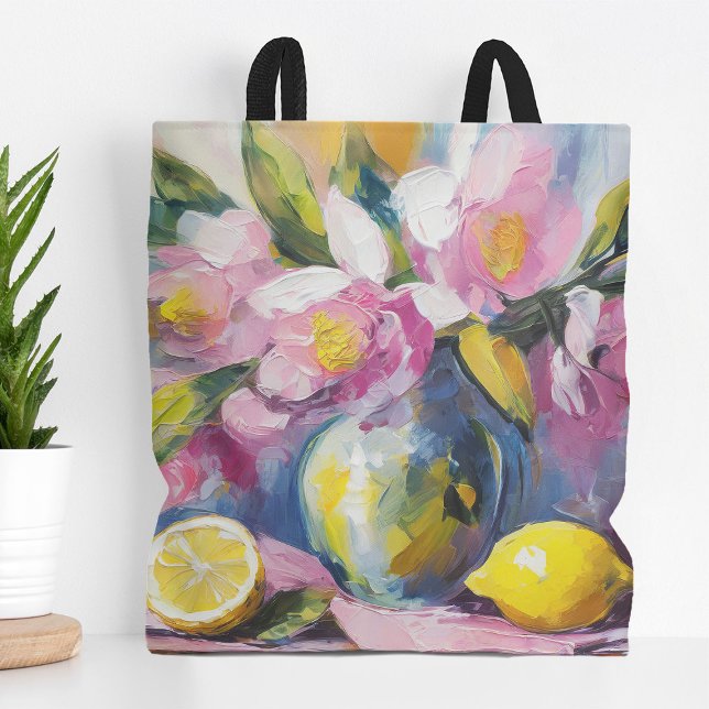 Flowers and Lemons Modern Still Life Tote Bag (Creator Uploaded)