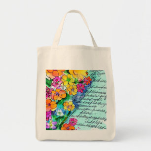 Flowers and Letters Tote Bag