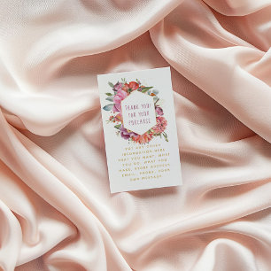 Flowers and macaroons gold border thank you enclosure card