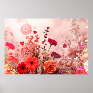 Flowers and More Flowers Adorn This Romantic Wall  Poster