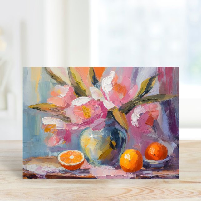 Flowers and Oranges Modern Still Life Card (Creator Uploaded)