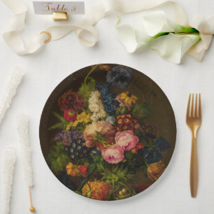 Flowers and Pineapple on an Entablature Paper Plate