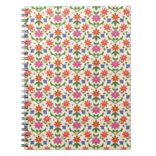 Flowers and Polka Dots on Ecru Spiral Notebook
