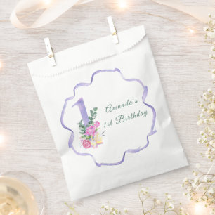 Flowers and ribbon First birthday party Favour Bag