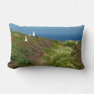 Flowers and Seagulls on Anacapa Island Lumbar Cushion
