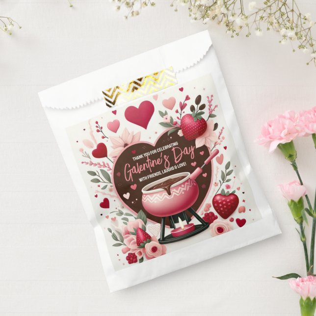 Flowers and Strawberries Galentine's Fondue Party Favour Bag (Sealed)