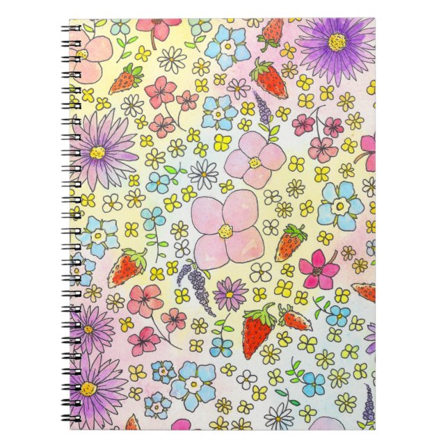 Flowers and Strawberries  Notebook (Front)