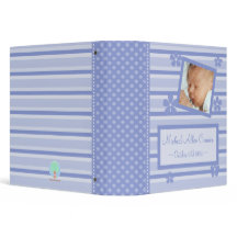 Flowers and Stripes Blue Baby Book Binder