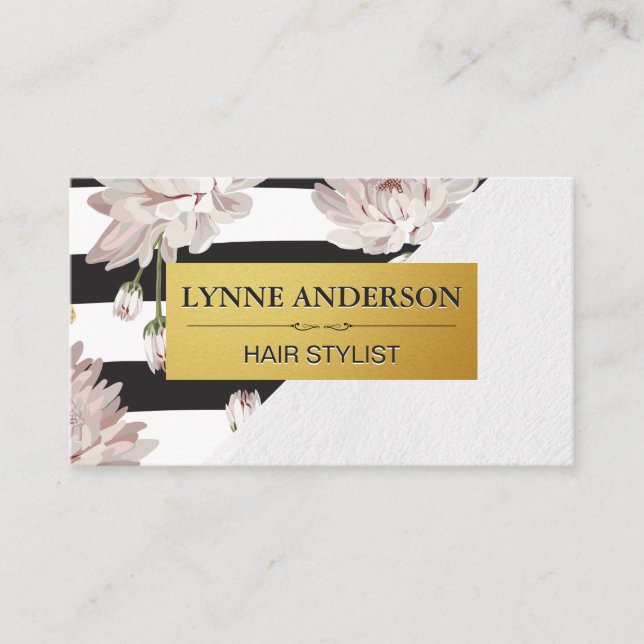 Flowers and Stripes Business Card (Front)