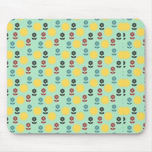 Flowers and sun spring pattern mouse pad (Front)