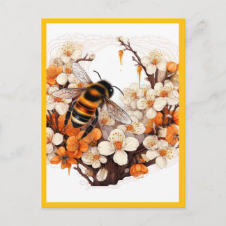 FLOWERS AND THE BEE POSTCARD