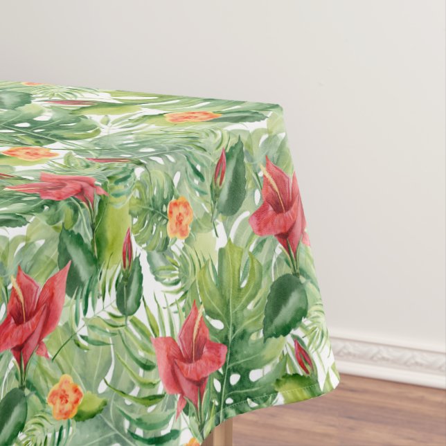 Flowers and tropical leaves tablecloth (In Situ)