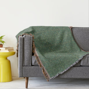 Flowers and Vines Vintage Pine Green  Throw Blanket