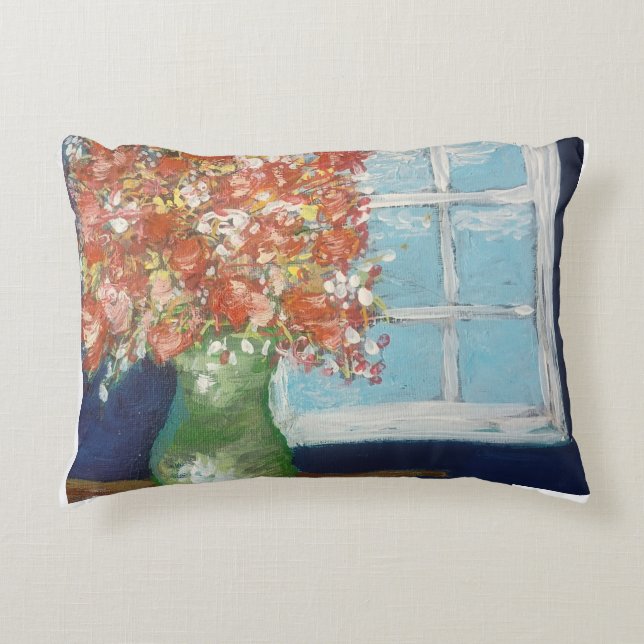 Flowers and Window Decorative Cushion (Front)
