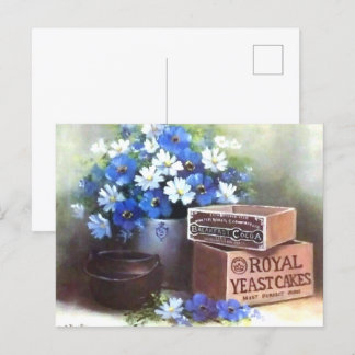 Flowers Antiques Wooden Advertising Crat  Postcard