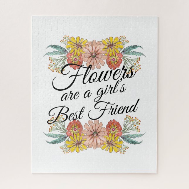 Flowers Are a Girls Best Friend - Zinnia Art Jigsaw Puzzle (Vertical)