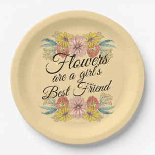 Flowers Are a Girls Best Friend - Zinnia Art Paper Plate