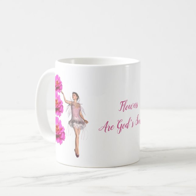 Flowers Are God's Smiles Inspirational Coffee Mug (Front Left)