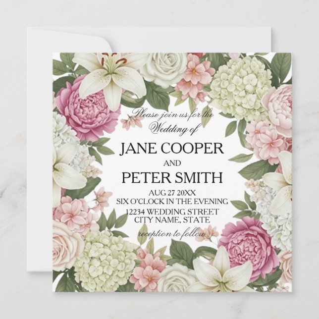 Flowers arrangement Budget Wedding Invitation (Front)
