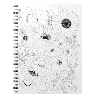 flowers arrangement line drawing 2 notebook