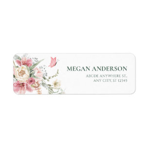 Flowers arrangements pastel watercolor return address label