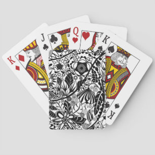 Flowers Art - Black White Drawing Playing Cards
