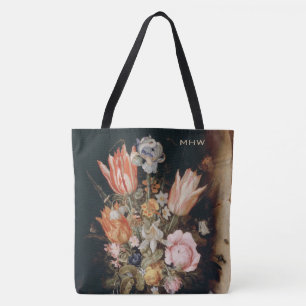 Flowers art custom monogram bags