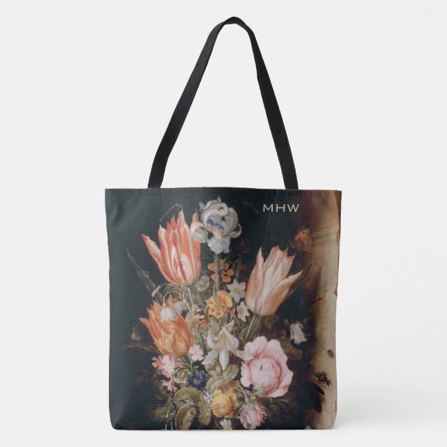 Flowers art custom monogram bags (Front)