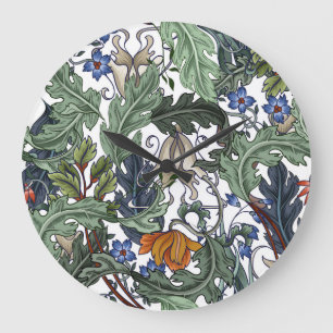 Flowers, art deco, modern, seamless. large clock