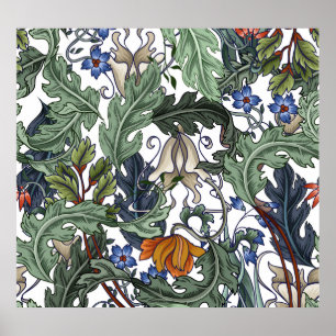 Flowers, art deco, modern, seamless. poster