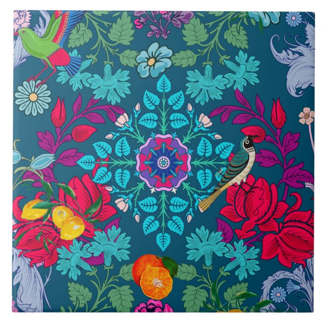 Flowers,art nouveau ,William Morris style    Ceramic Tile (Front)