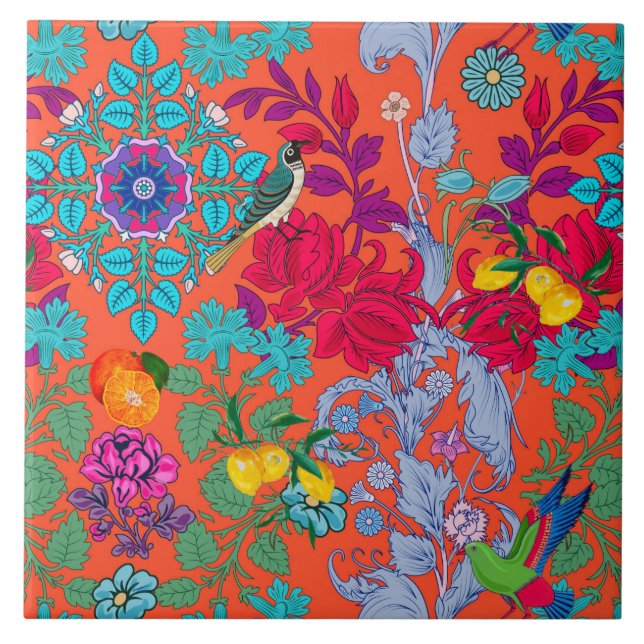 Flowers,art nouveau ,William Morris style    Ceramic Tile (Front)