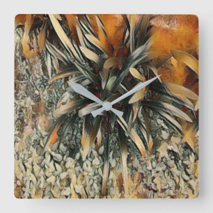 Flowers Art Square Wall Clock