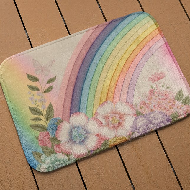 Flowers At The End Of The Rainbow Bath Mat (Creator Uploaded)