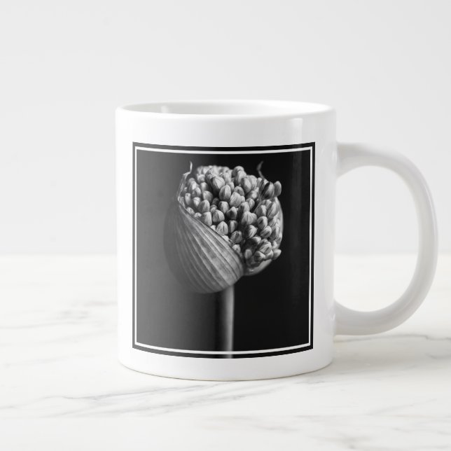Flowers | B&W Allium Flower Bud Large Coffee Mug (Right)
