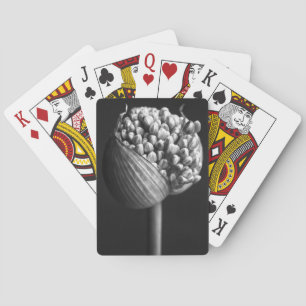 Flowers B&W Allium Flower Bud Playing Cards