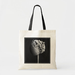 Flowers B&W Allium Flower Bud Tote Bag