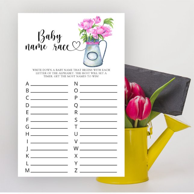 Flowers baby shower - Baby name race game (Creator Uploaded)
